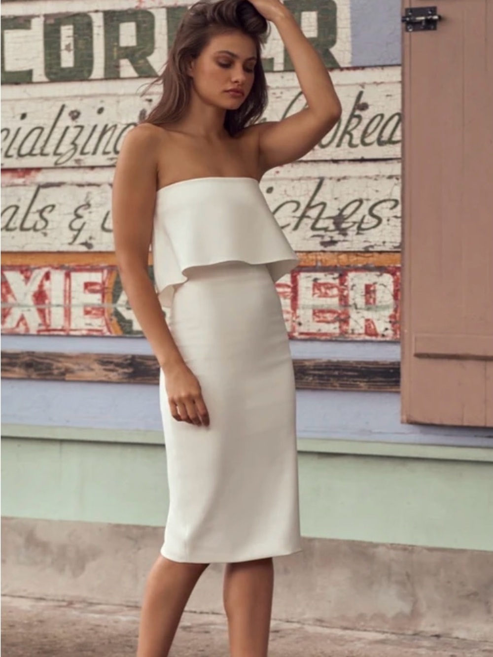 Likely Driggs Dress White Ruffle Midi Dress